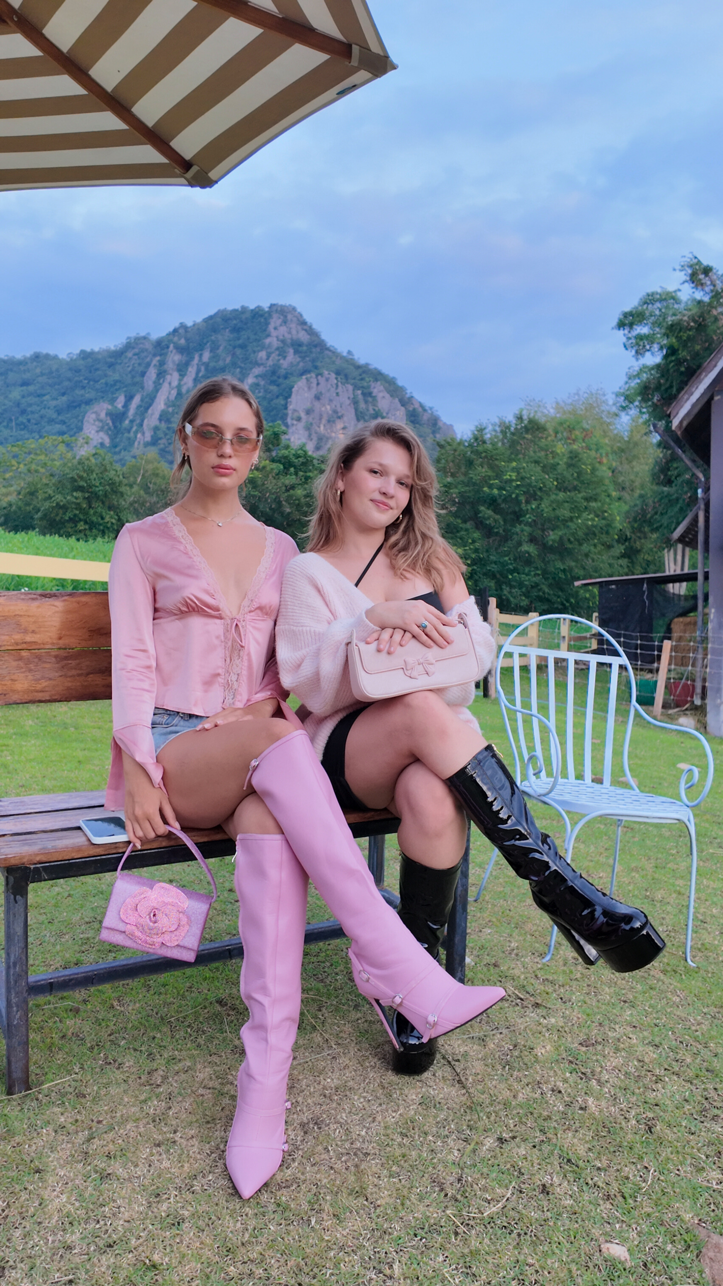 Knee-High Pink Strut Boots