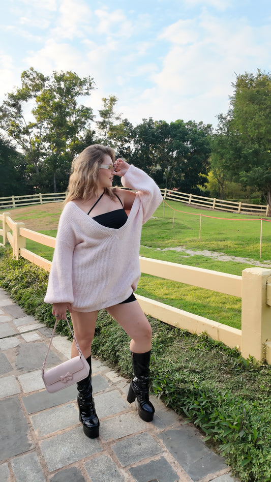Baby Pink Slip Sweater Dress