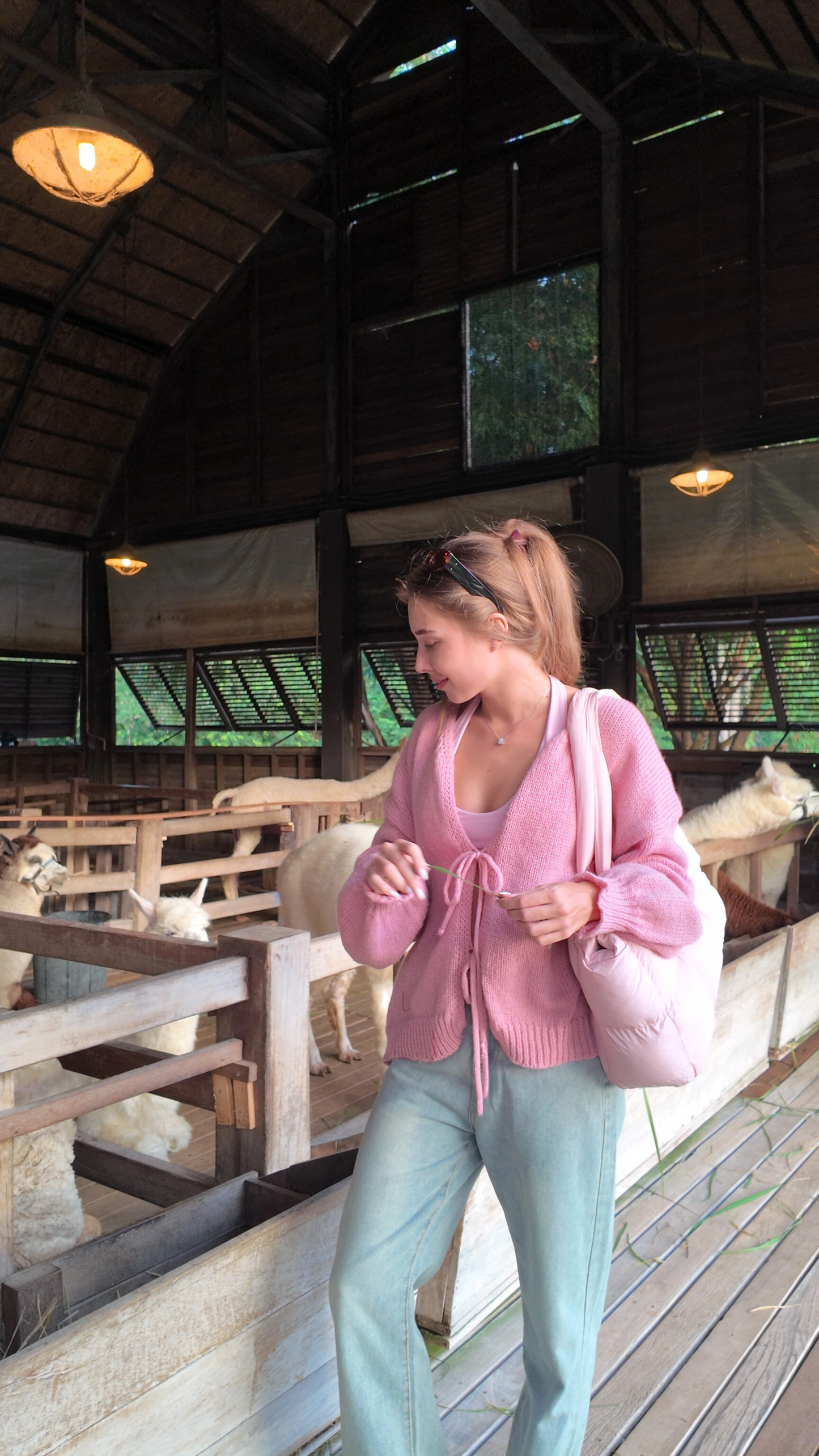 Blush Pink Bow Tie Sweater- Farm girl aesthetic