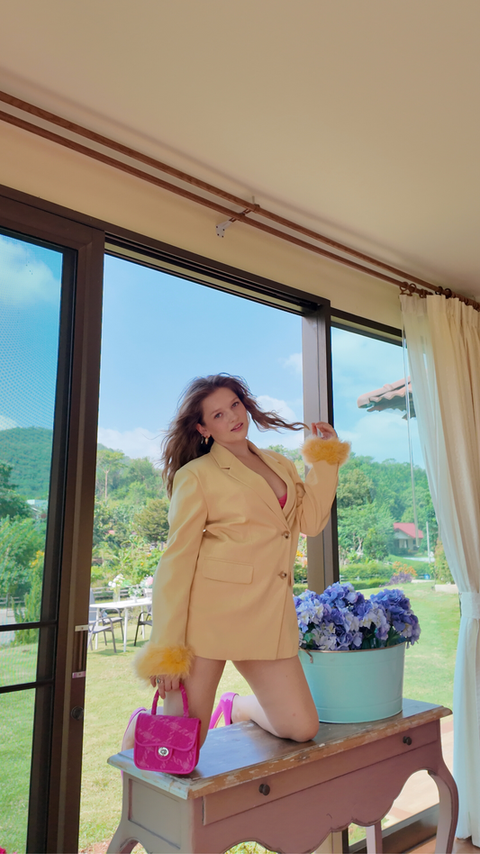 Lemon Sorbet Feather Blazer